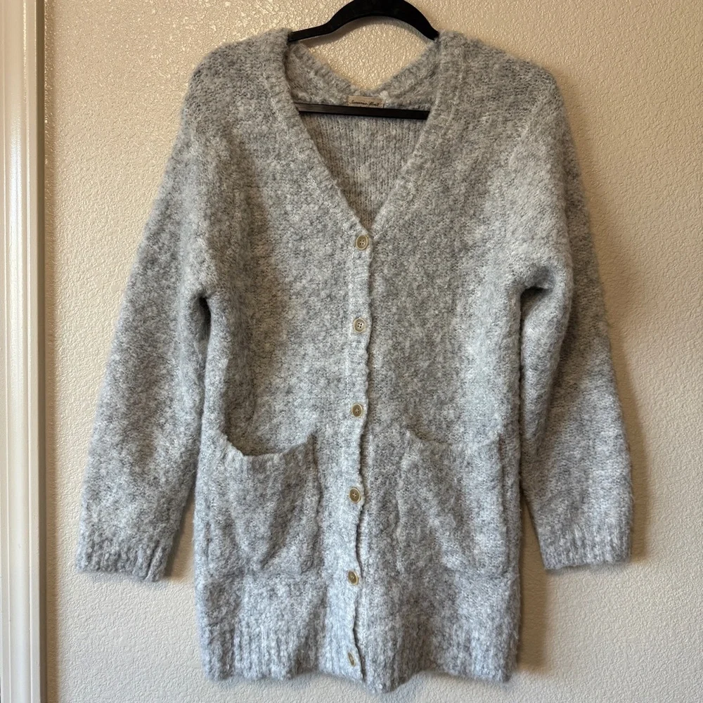 Samansa‎ Mos2 Boucle Gray Women's Sweater Cardigan Sz F or Small - Picture 2 of 11